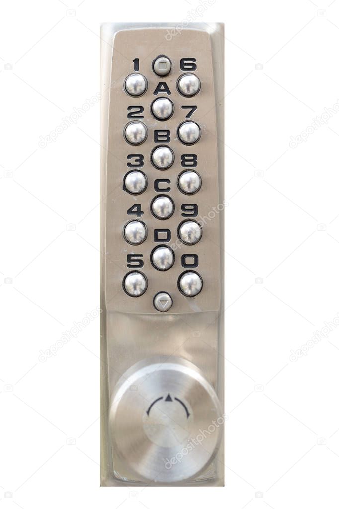 Door pin keypad with numbers isolated on white background