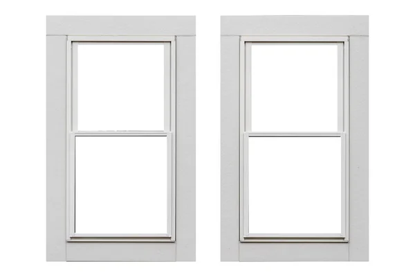 Fensterrahmen Aus Weißem Metall Isoliert Auf Weißem Hintergrund — Stockfoto