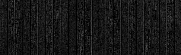 Panorama of Black wood wall background and texture