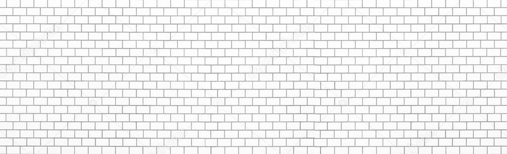 Panorama of white brick wall background seamless