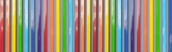 Panorama Van Multi Gekleurde Geschilderd Houten Hek Textuur Achtergrond — Stockfoto