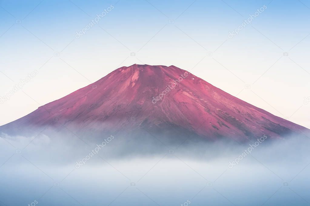 Aka Fuji , Mt.Fuji with red color in summer sunrise