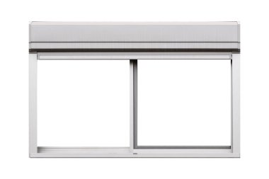 Beyaz arka plan üzerinde izole gümüş metal pencere çerçevesi