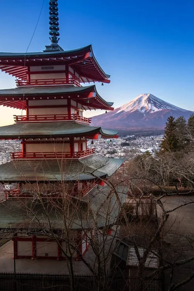Pagoda Chureito Fuji Invierno Matutino —  Fotos de Stock