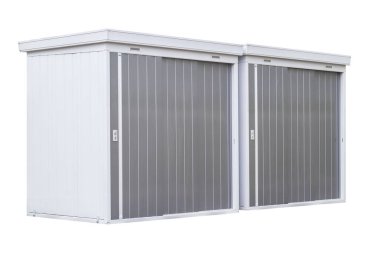 Beyaz arka plan üzerinde izole evin dışında depolama Oda