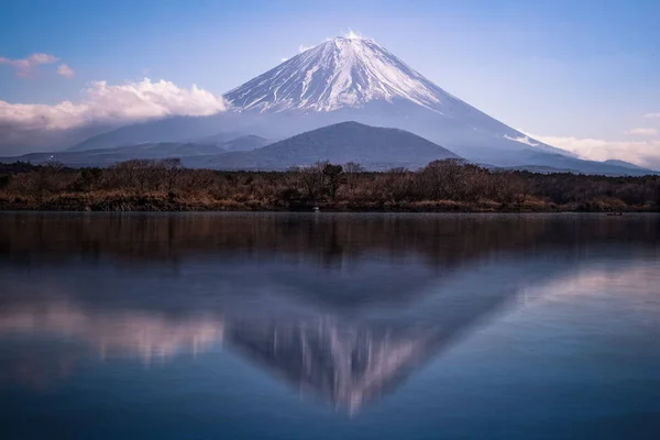 Fuji Reflection Water Lake Shojiko Winter — Stock Photo, Image