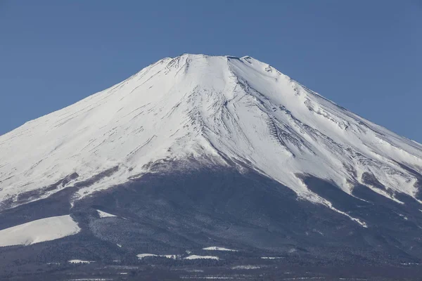 Fuji Hogy Télen Hóval Fedett Elejére — Stock Fotó