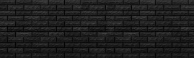 Siyah modern tuğla duvar dokusu ve arka plan Dikişsiz Panoraması