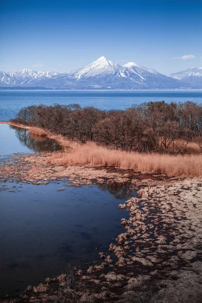 Monte Bandai Lago Inawashiro Primavera — Foto de Stock