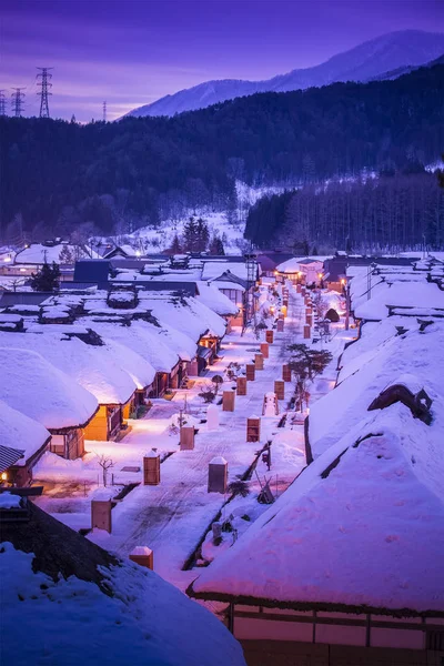 Ouchijuku Pueblo Con Luz Invierno Ouchijuku Pueblo Fomer Post Ciudad — Foto de Stock