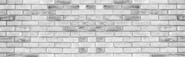 Eski beyaz tuğla duvar dokusu ve dikişsiz arka plan Panorama