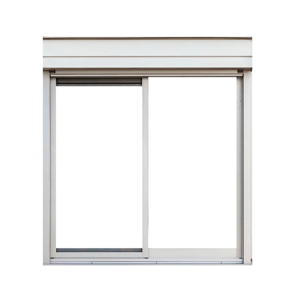 Beyaz Arka Plan Üzerinde Izole Gümüş Metal Pencere Çerçevesi — Stok fotoğraf