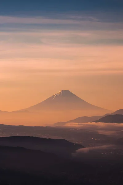 Montagne Fuji Avec Brume Matinale Printemps — Photo