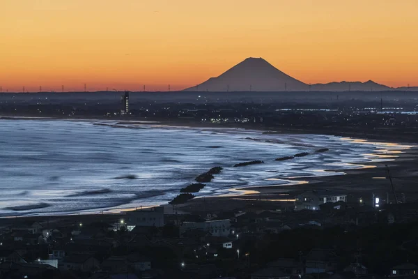 Fuji Och Stranden Vid Iioka Stad Chiba Prefektur Fuji 185 — Stockfoto