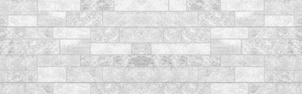 Panorama of White stone block wall texture and background seamless