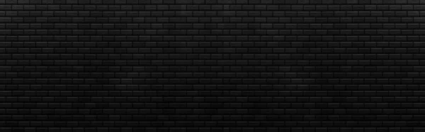 Panorama Black Brick Stone Wall Seamless Background Texture — Stock Photo, Image