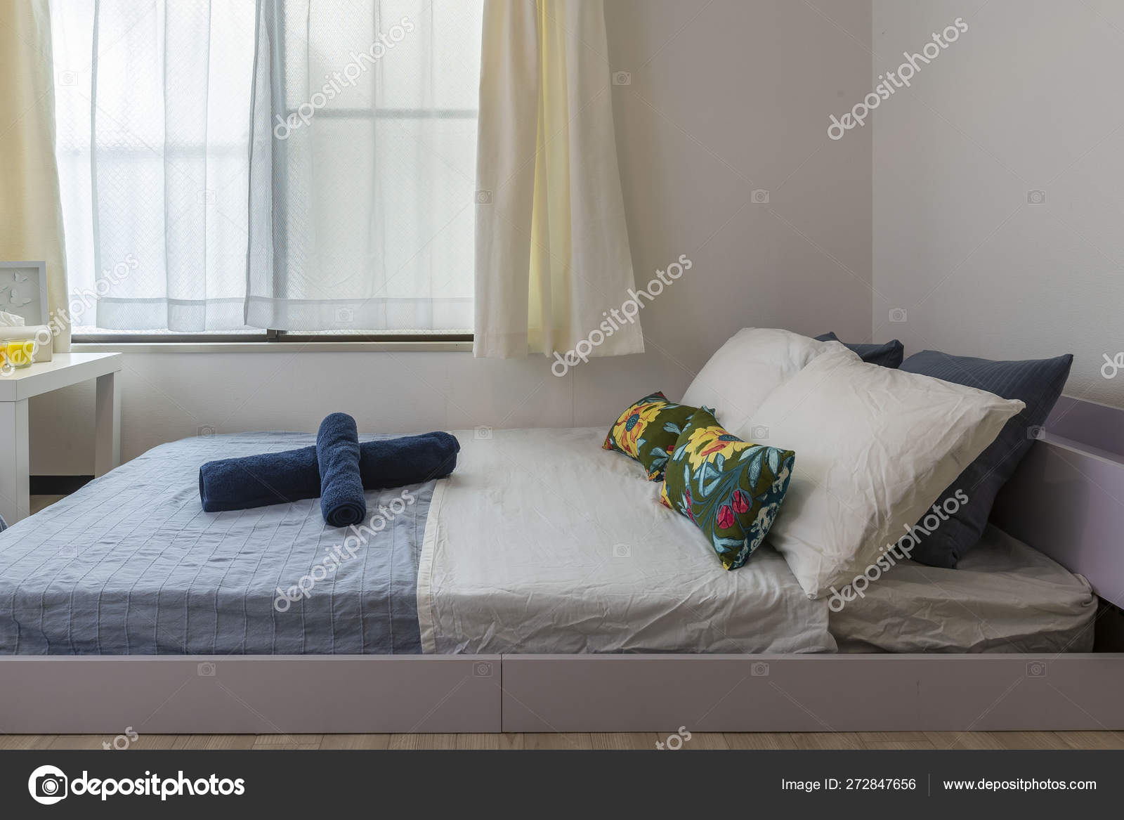 Queen Size Bed Small Bedroom Stock Photo C Torsakarin