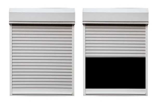 Okno Migawki Biały Metal Białym Tle — Zdjęcie stockowe