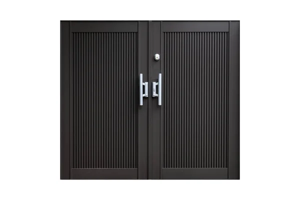 Porte Aluminium Noir Isolé Sur Fond Blanc — Photo