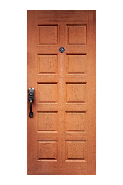 Antique Brown Wood Door Isolated White Background — Stock Photo, Image