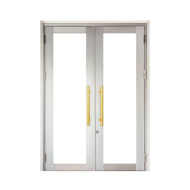 Beyaz arka plan üzerine izole alüminyum kapı çerçevesi