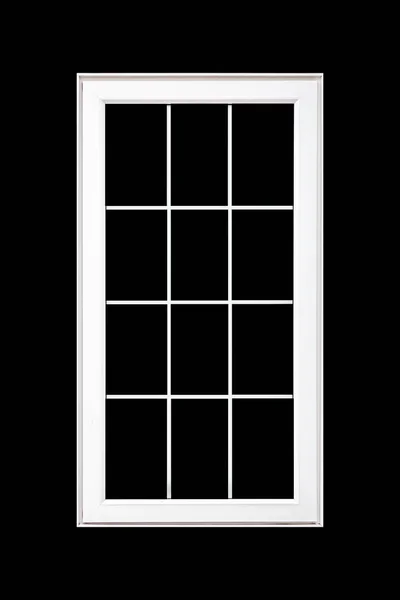 黒い背景に隔離された木製の窓枠 — ストック写真