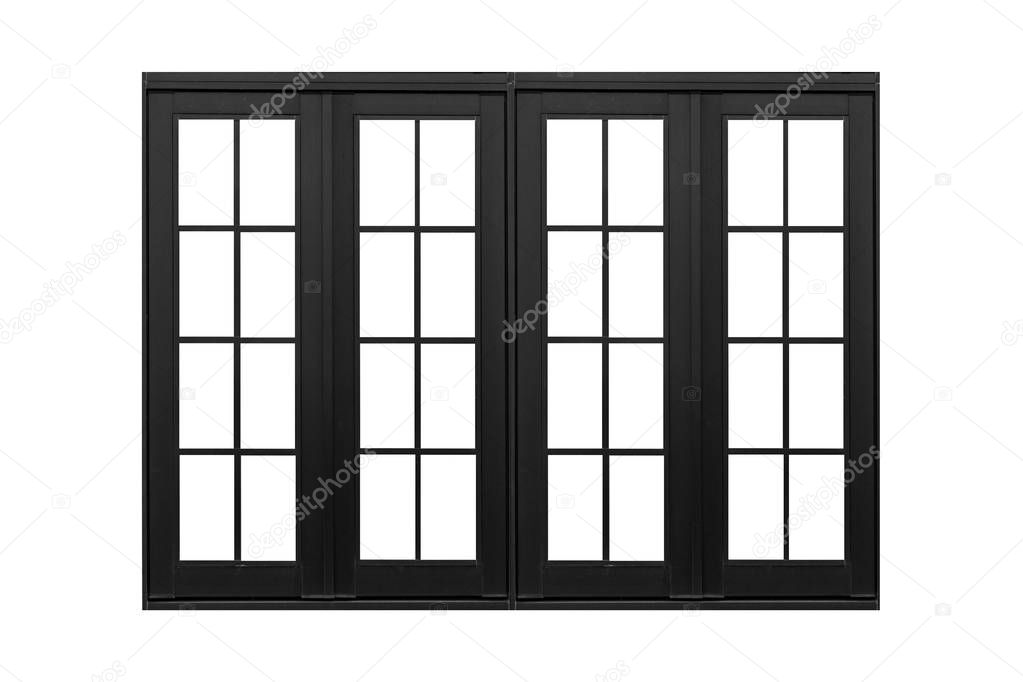 Black aluminum window frame isolated on white background