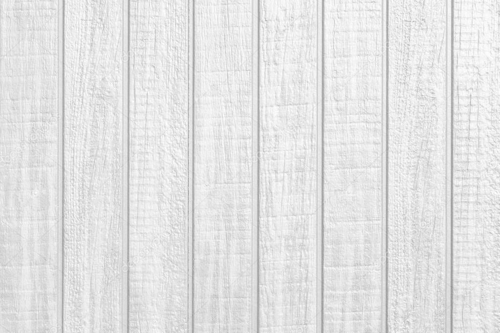 Empty white plank panel wood wall surface texture for background or decoration design