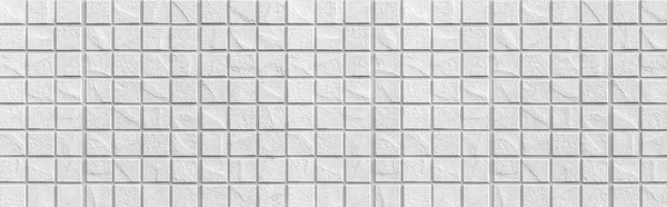 Panorama Der Weißen Mosaikfliese Wandstruktur Und Hintergrund Nahtlos — Stockfoto