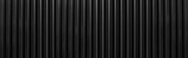 Panorama Van Black Corrugated Metalen Achtergrond Textuur Oppervlak Verzinken Staal — Stockfoto