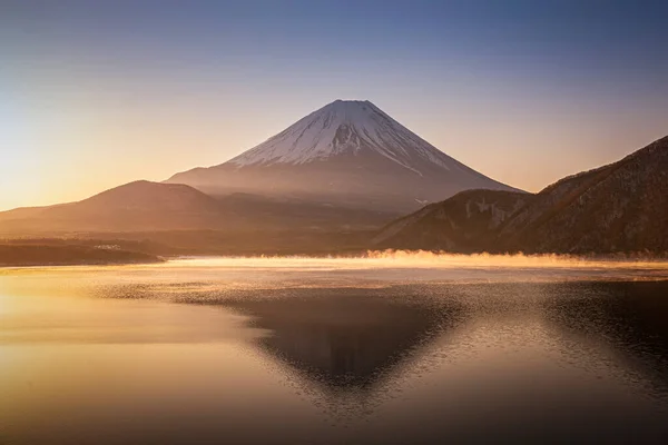 Lake Motosu Mount Fuji Vroege Ochtend Het Winterseizoen Lake Motosu — Stockfoto