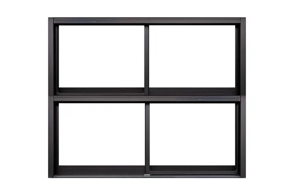 Black Metal Window Frame Isolated White Background — Stock Photo, Image
