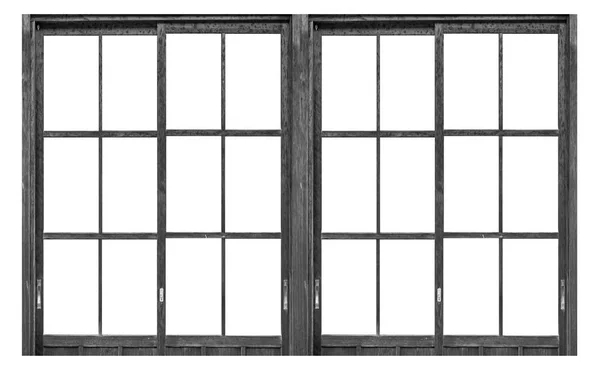 Black Wood Window Frame Isolated White Background — Stock Photo, Image