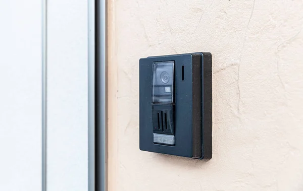 Close Security Intercom Button Apartment Door — Stock Photo, Image