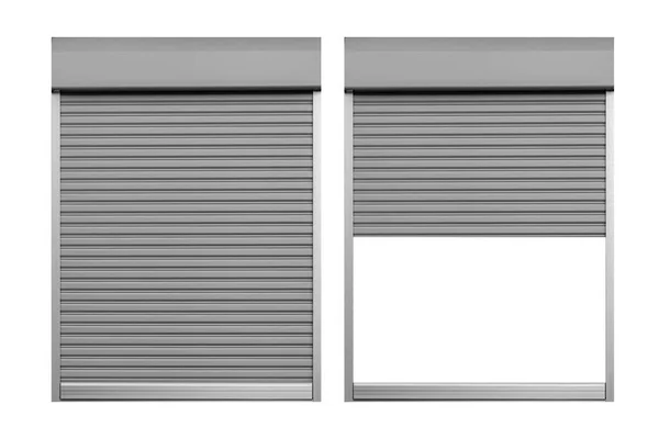 Branco Metal Rolo Porta Obturador Isolado Fundo Branco — Fotografia de Stock