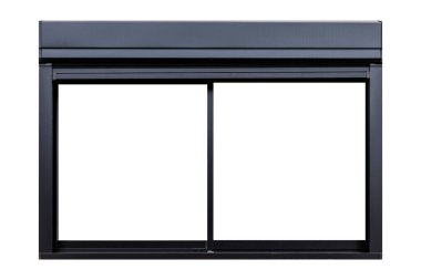 Beyaz arkaplanda izole edilmiş alüminyum pencere çerçevesi