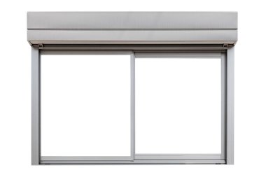 Beyaz arkaplanda izole edilmiş alüminyum pencere çerçevesi