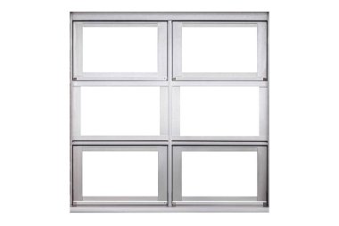 Beyaz arkaplanda izole edilmiş alüminyum pencere çerçevesi