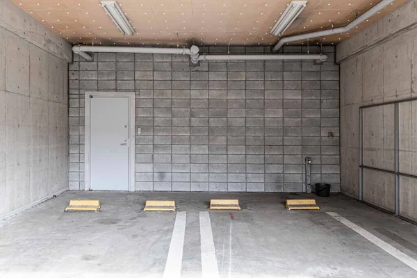 Estacionamento Subterrâneo Área Estacionamento Interior Concreto Cave Garagem Estacionamento — Fotografia de Stock