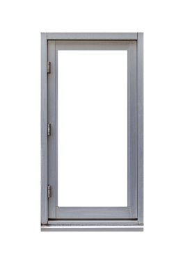 Beyaz arkaplanda izole edilmiş alüminyum pencere çerçevesi