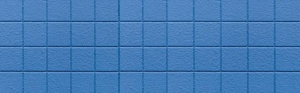 Panorama Cement Block Wall Painted Blue Sea Texture Seamless Background — Stock Photo, Image