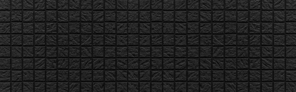 Panorama Dark Ceramic Tiles Texture Background Black White Black Background — Stock Photo, Image