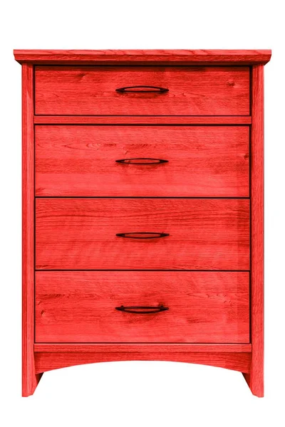 Vintage Czerwona Szafa Drewniana Izolowane Białym Tle — Zdjęcie stockowe