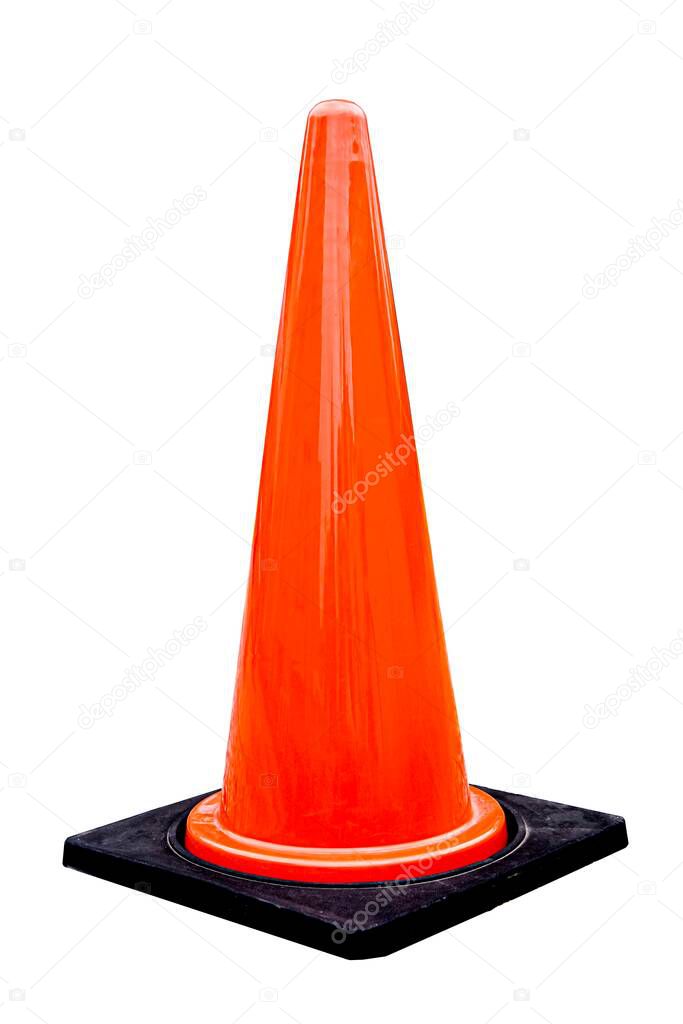 Red traffic cone isolated on a white background