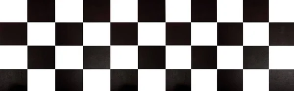 Panorama Pareti Piastrelle Bianco Nero Modello Scacchi Sfondo Senza Soluzione — Foto Stock