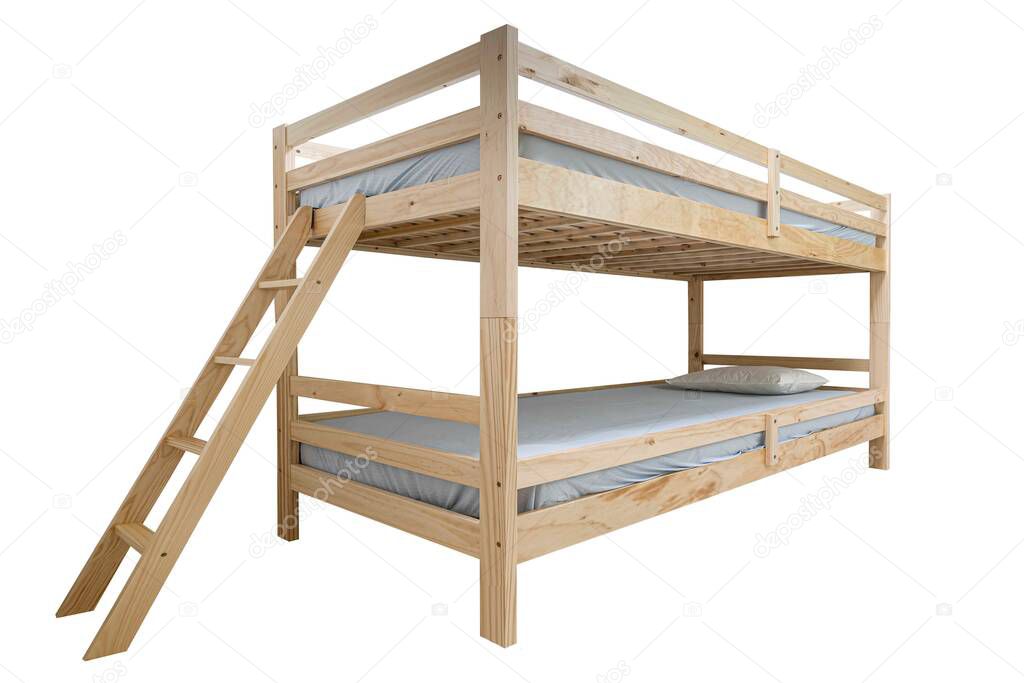 Bunk bed and mattress isolated on a white background