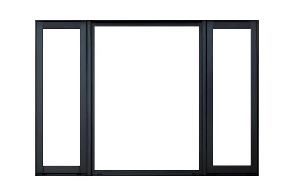 Quadro Janela Alumínio Preto Isolado Fundo Branco — Fotografia de Stock