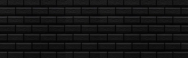 Panorama Van Black Brick Muur Textuur Naadloze Achtergrond Metselwerk Steenwerk — Stockfoto