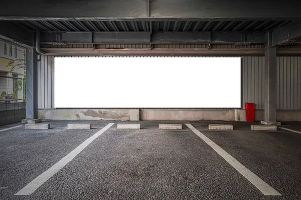 Parking Garage Underground Interior Blank Billboard — Stock Photo, Image