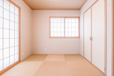 Empty Japanese-style bedroom in new Japanese house clipart